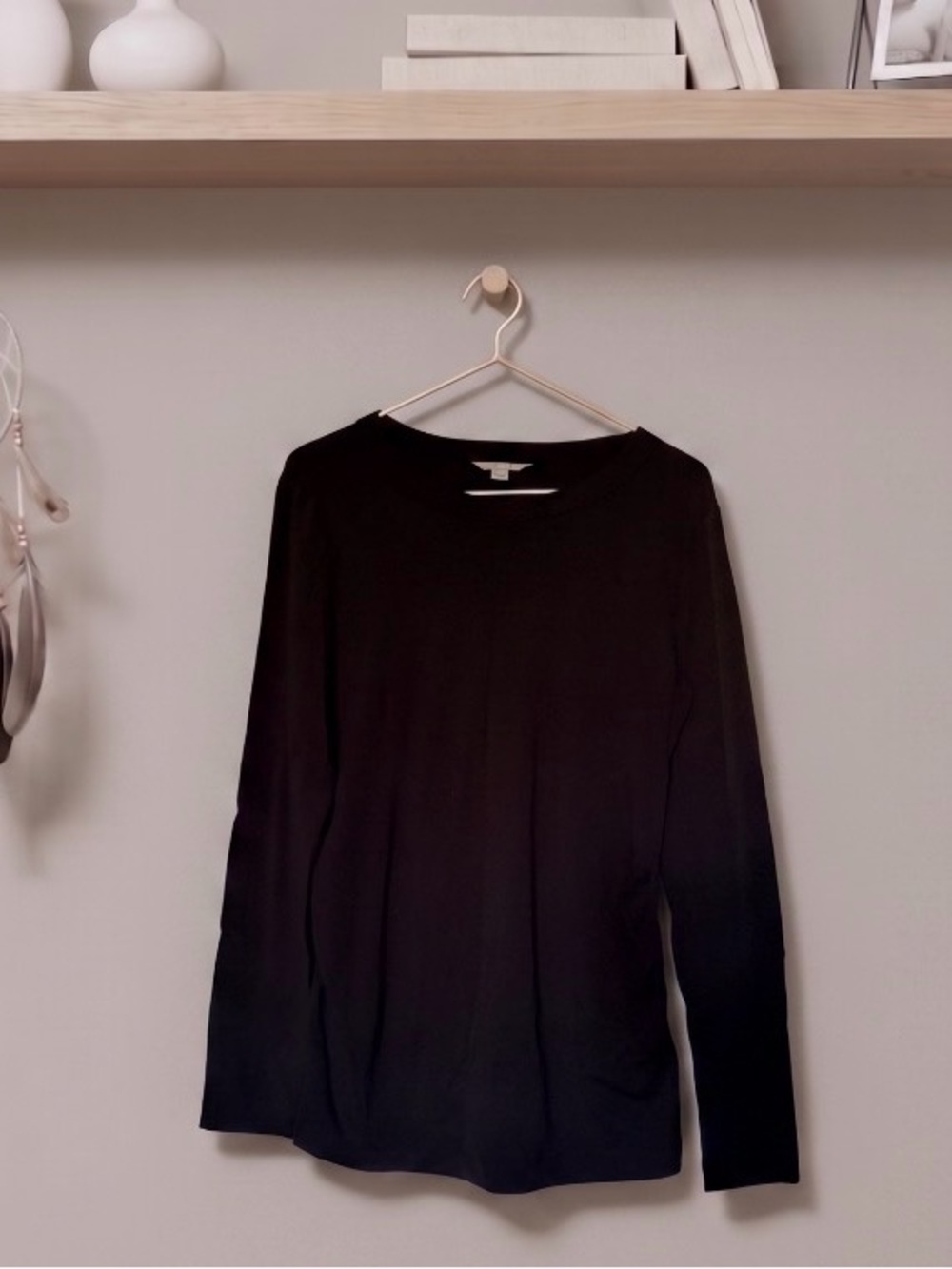 Thyme L Black Long Sleeve Crewneck Maternity Top